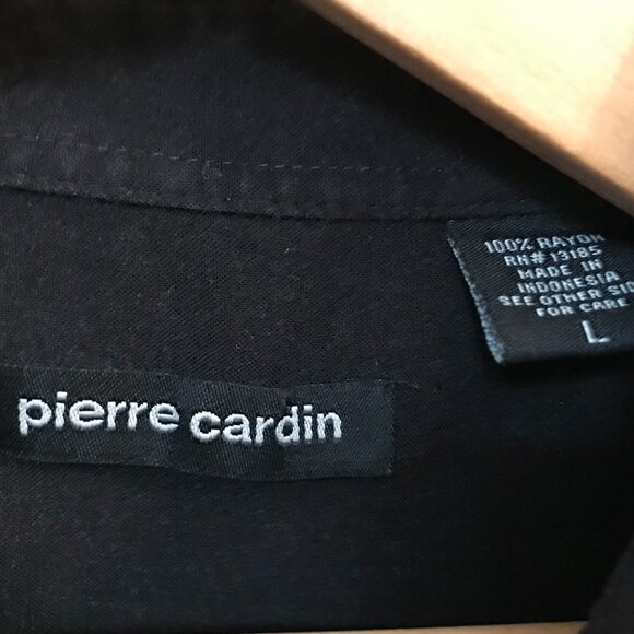 Pierre Cardin Two-Tone Rayon Shirt: Tropical Floral Blue Black, Men’s Size Large - Picture 3 of 8